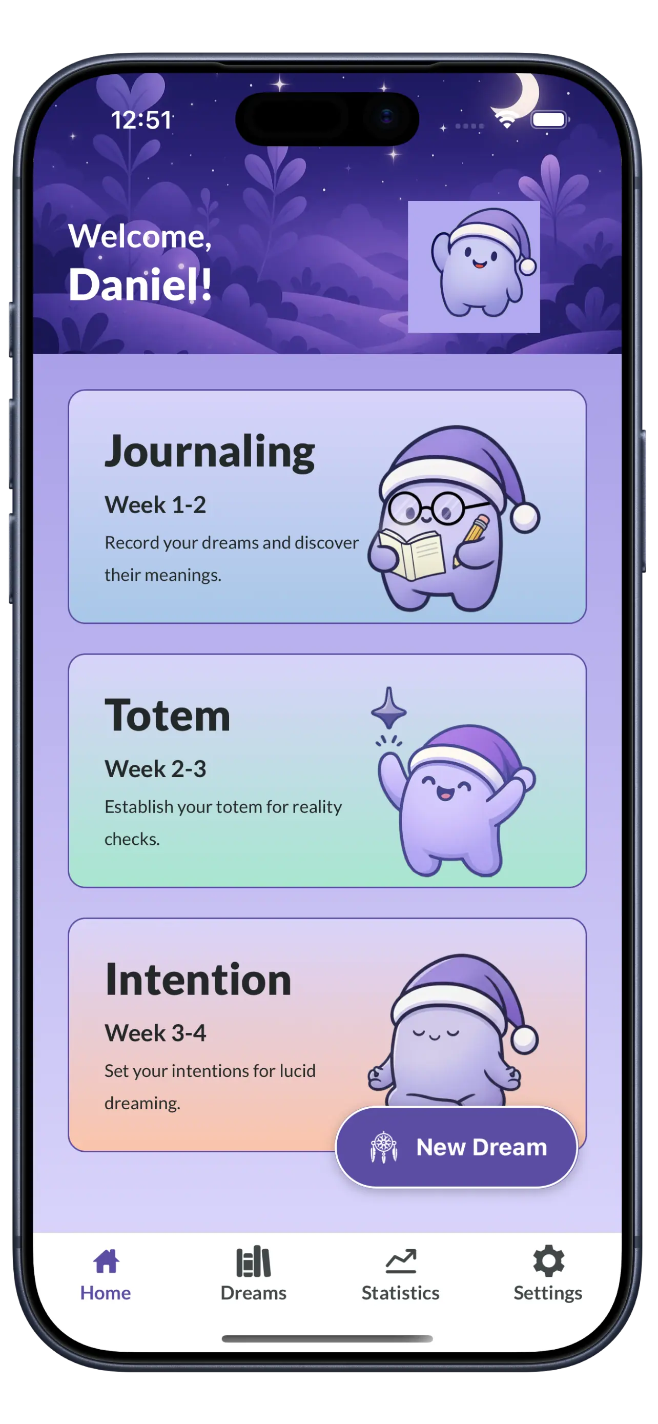 Lucid Dreaming App Interface