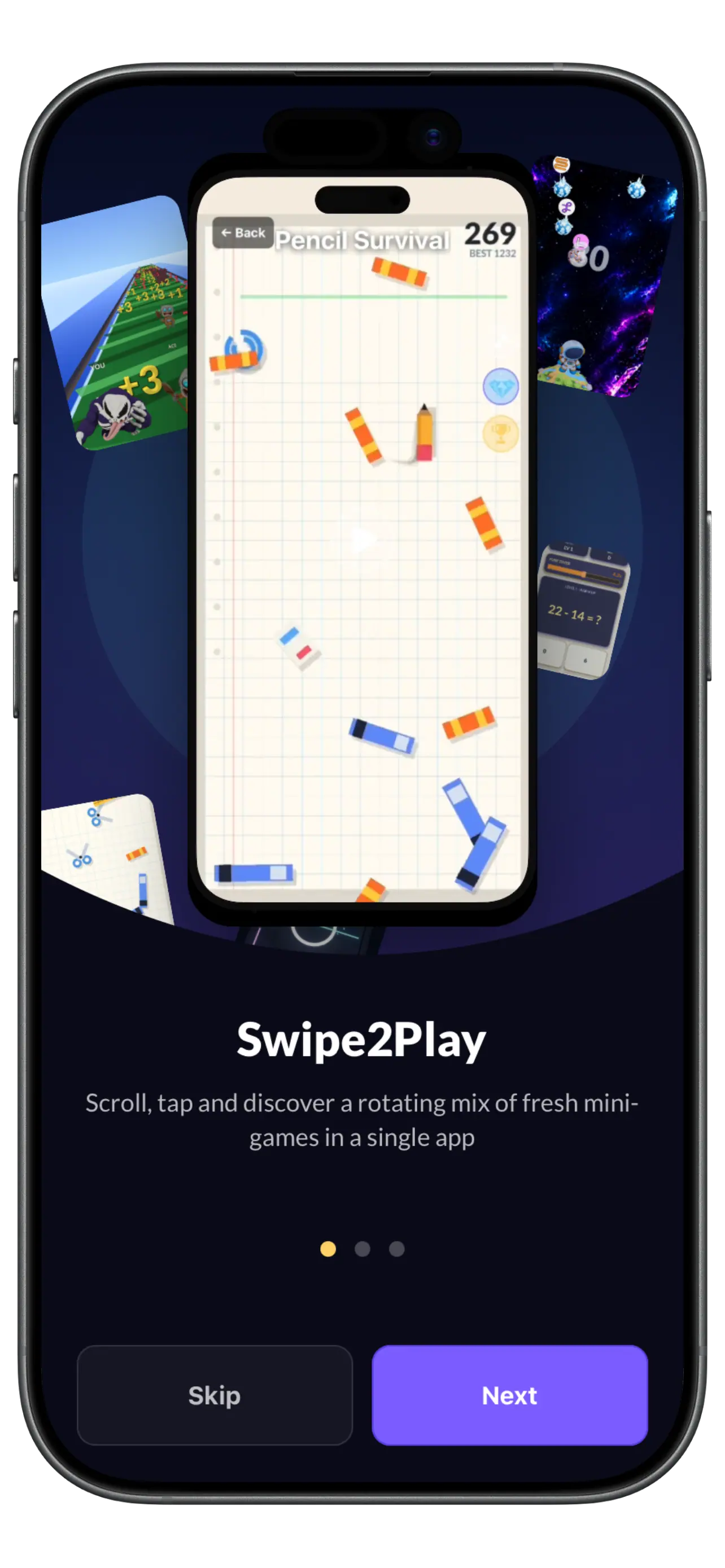 Pencil Survival mini game inside Swipe2Play