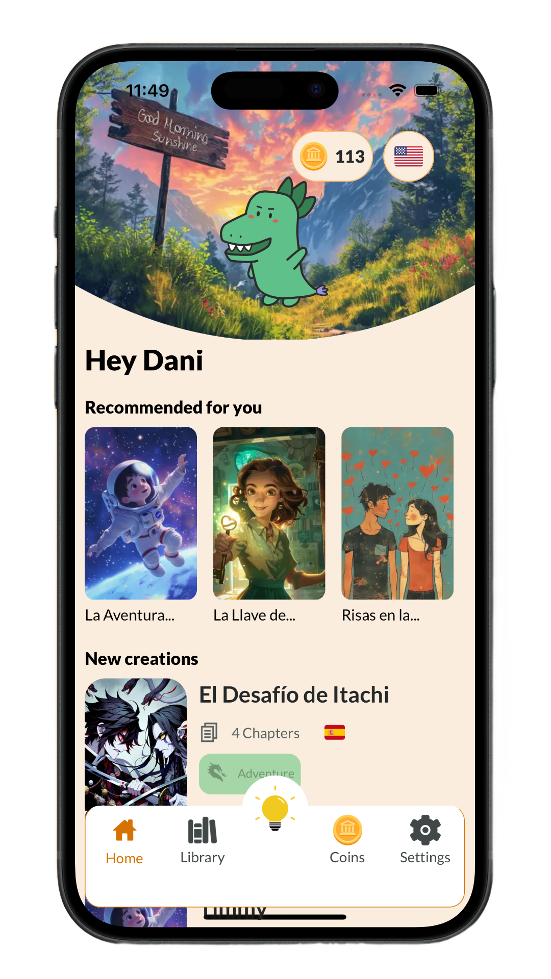 Interface de la aplicación Book AI
