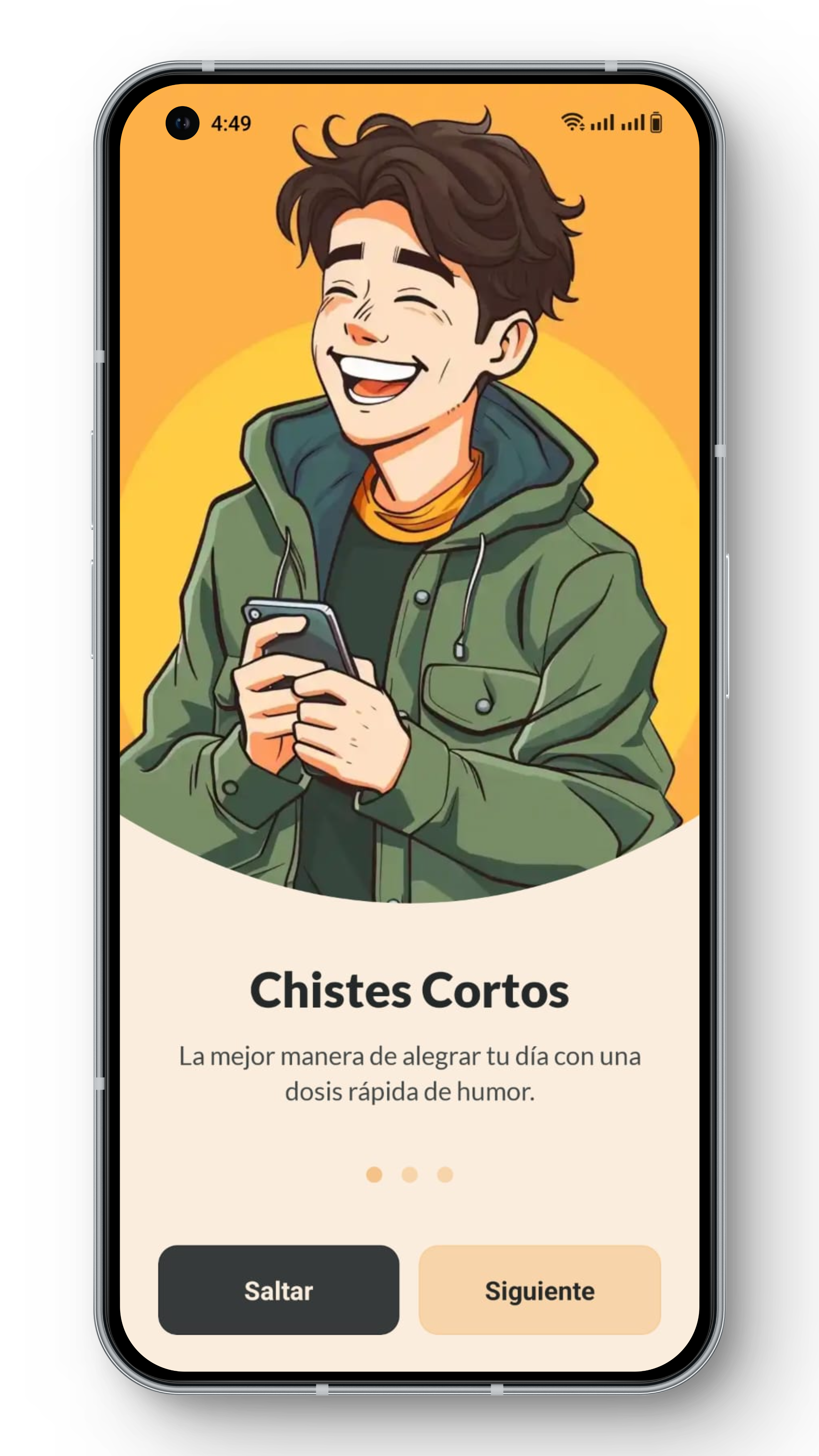 Interface de la aplicación Chistes Cortos