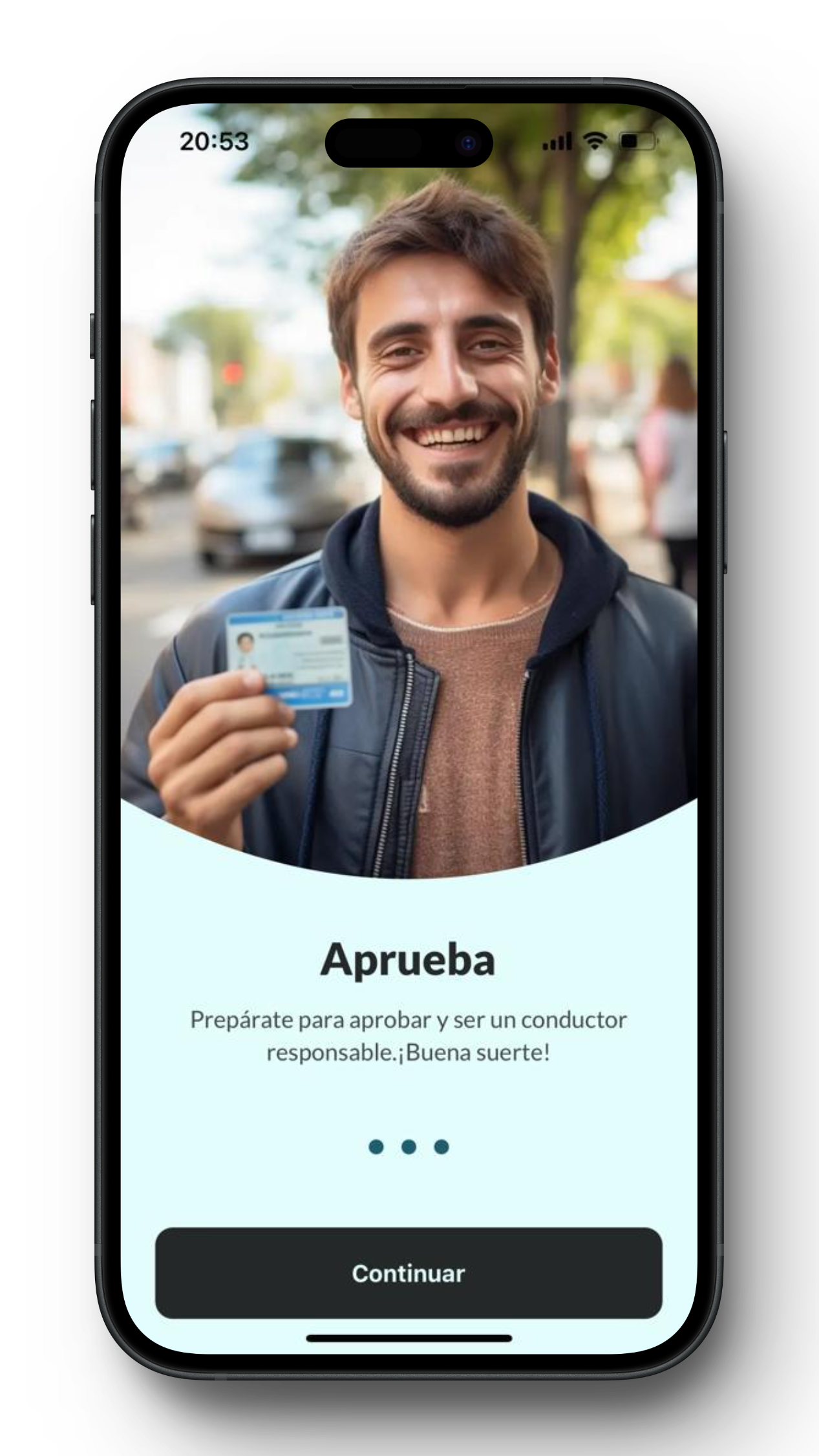 Interface de la aplicación Examen de Conducir Argentina